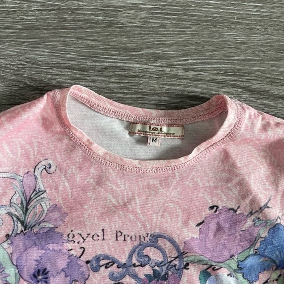 Vintage y2k pink graphic print side tie adjustable tee top - Picture 3 of 6